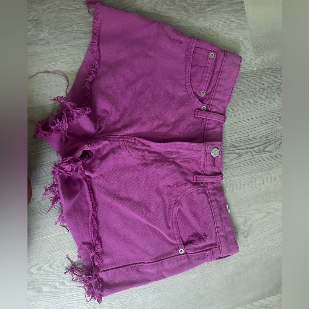 Lucky beans mid rise purple jean shorts